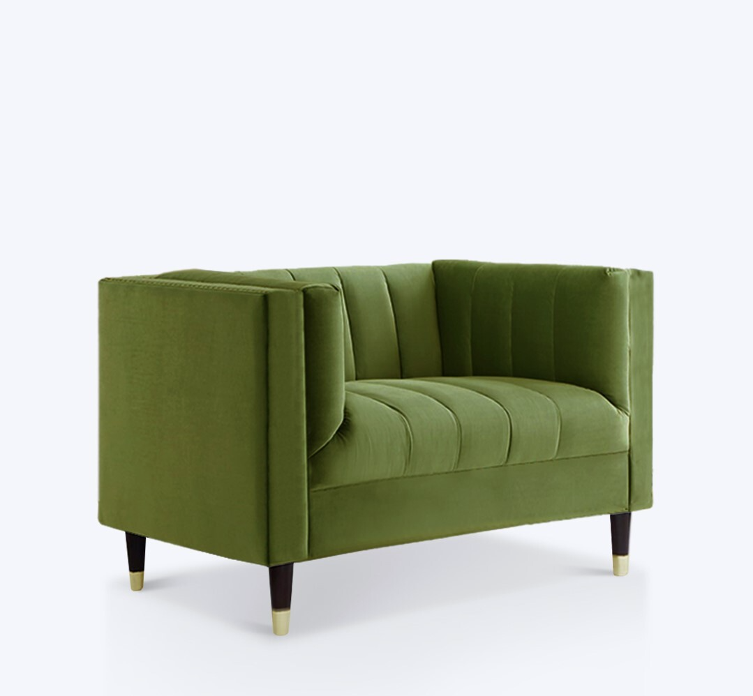 Olive Vertical Tufting 1 Seater Sofa