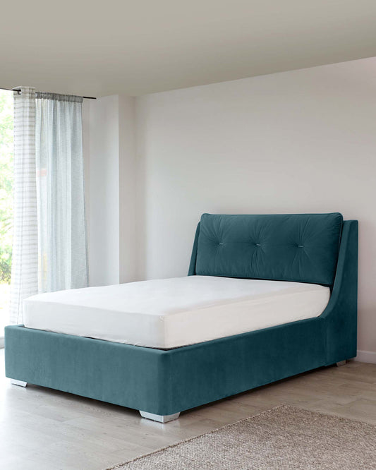 Bottle-Green luxurious bed with hydraulic storage