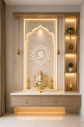 Designer Pooja Unit with Marble Finish and Display Niches