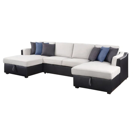 Leather Sectional L-Shaped Sofa Bed