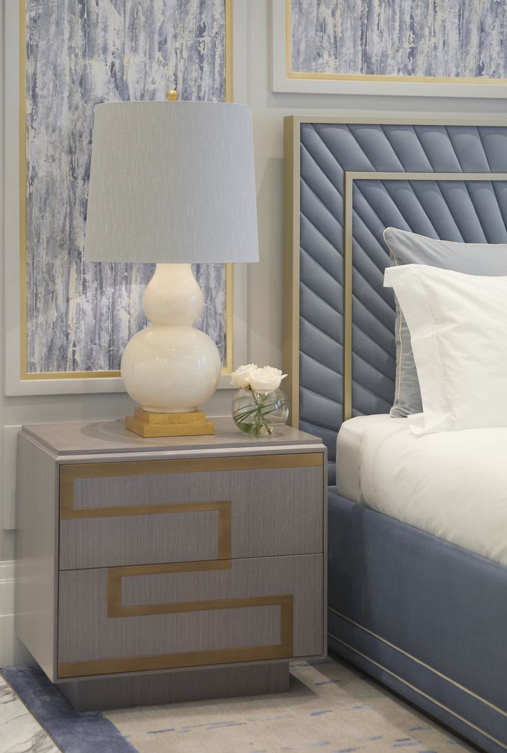 Pearl Sky Blue Upholsered Bed