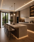 Elegant Modern Kitchen with Fluted Wood and Marble