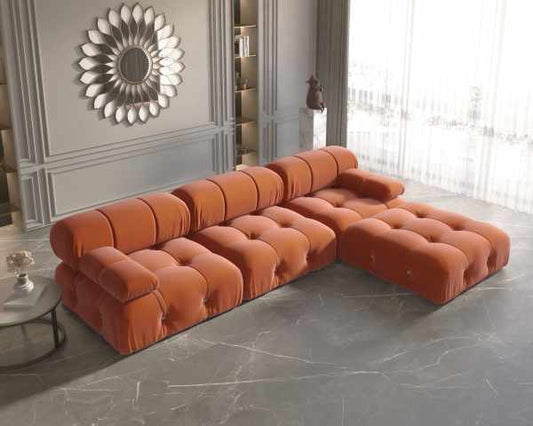 Impressive Suede L-Shaped Sectional Sofa Set
