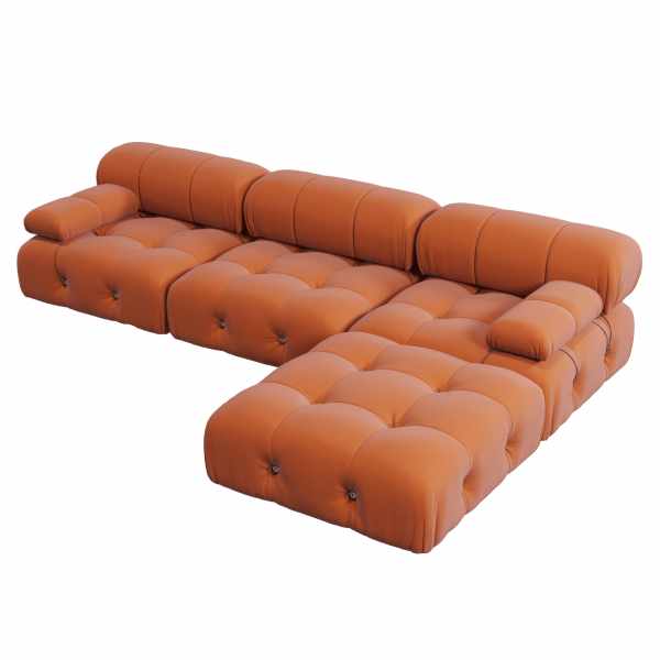 Impressive Suede L-Shaped Sectional Sofa Set