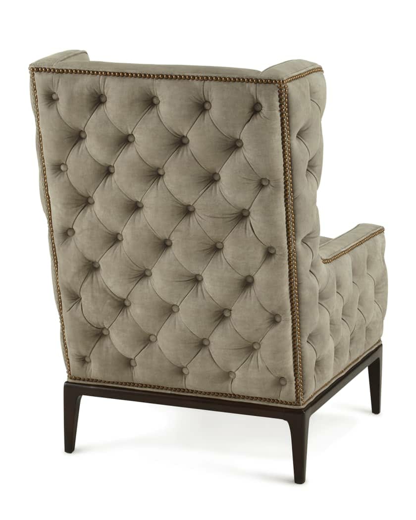Modern High Back Chair In Velvet