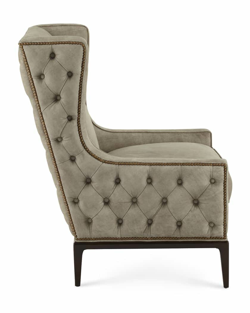 Modern High Back Chair In Velvet