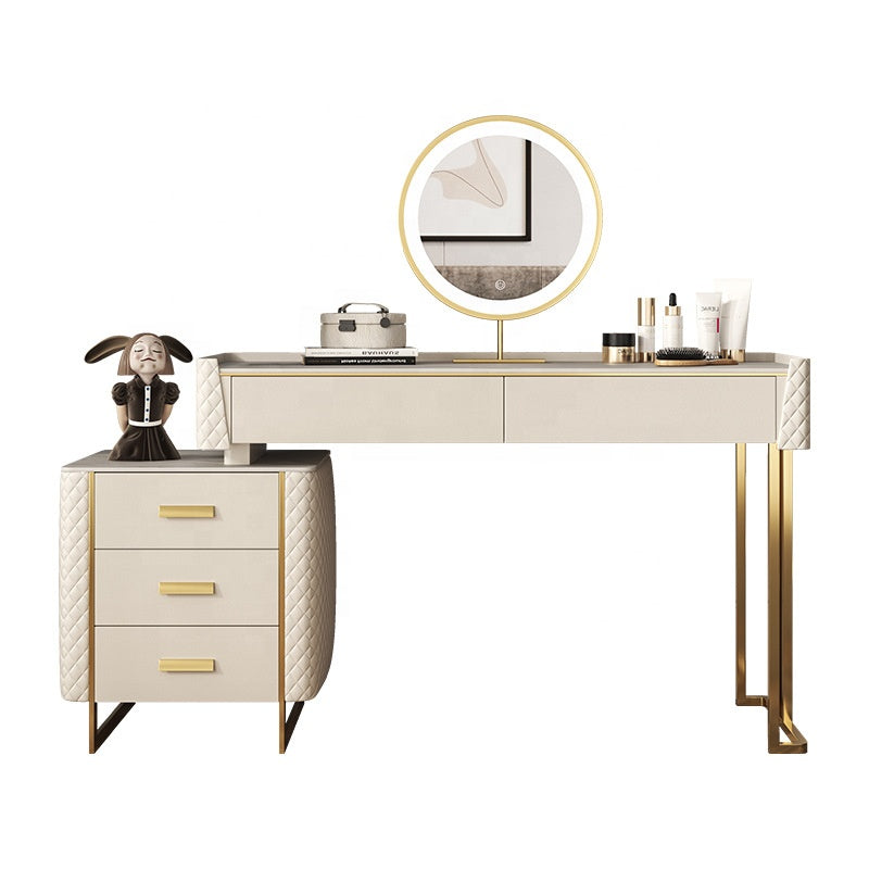 Stylish Dressing Table With Ottoman In Steel