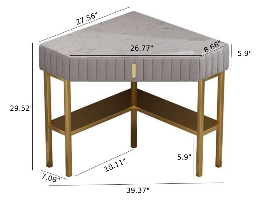 Nordic Corner Dressing Table With Ottoman