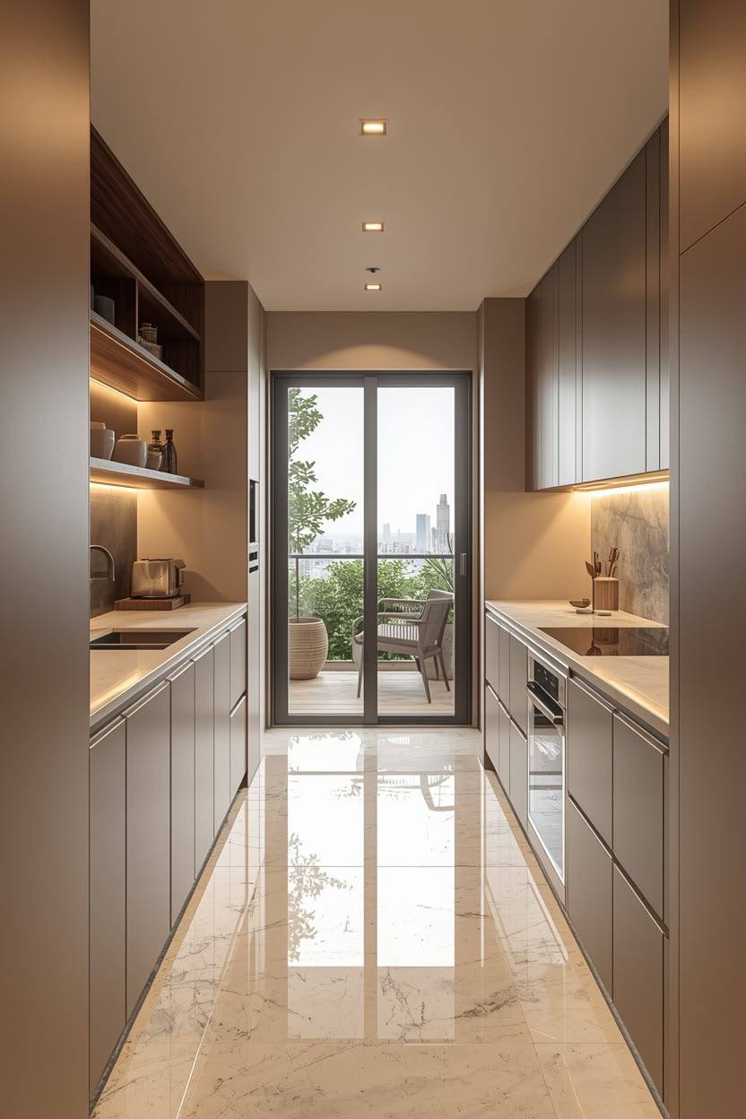 Contemporary Parallel Kitchen.