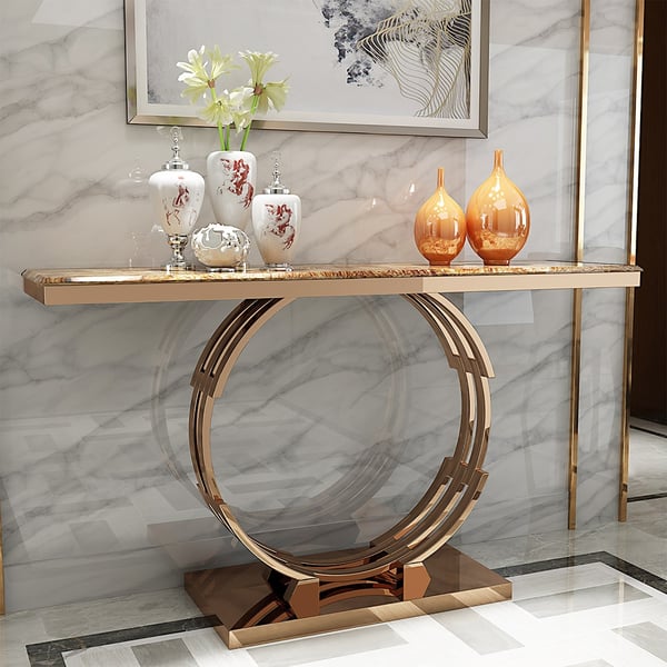 Golden Finish Console Table