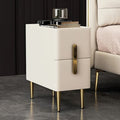 Milky Bed Side Table With Golden Leg