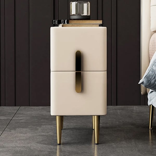 Milky Bed Side Table With Golden Leg