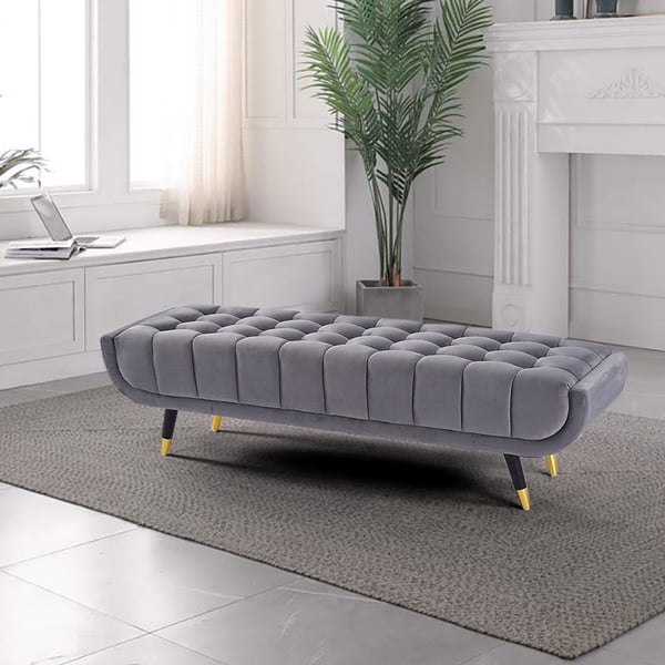 Grey velvet shop bedroom bench