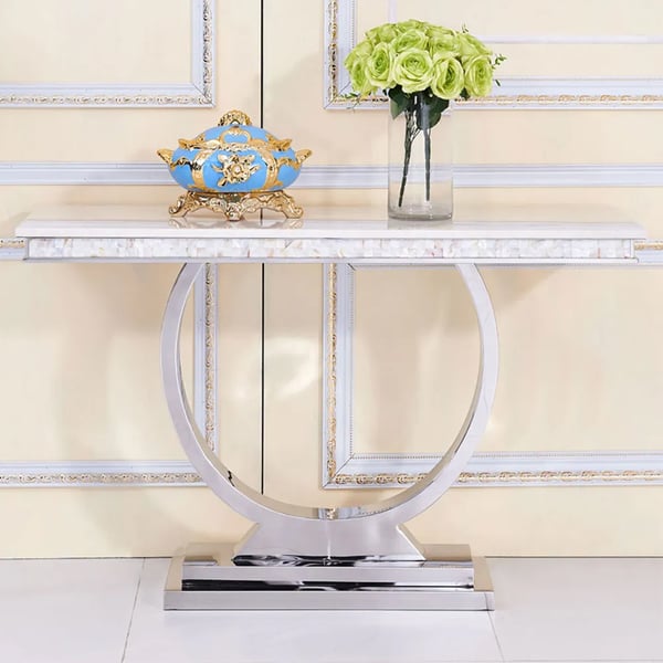 Wooden Oval Console Table