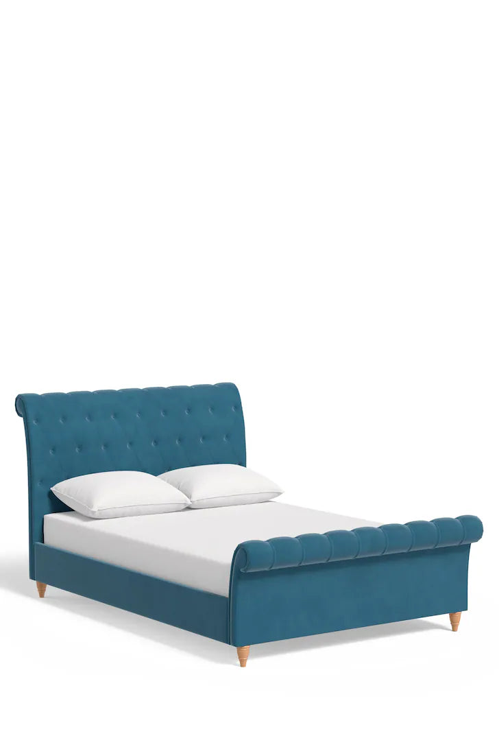 Glamorous Kingly Bed in Rich Suede