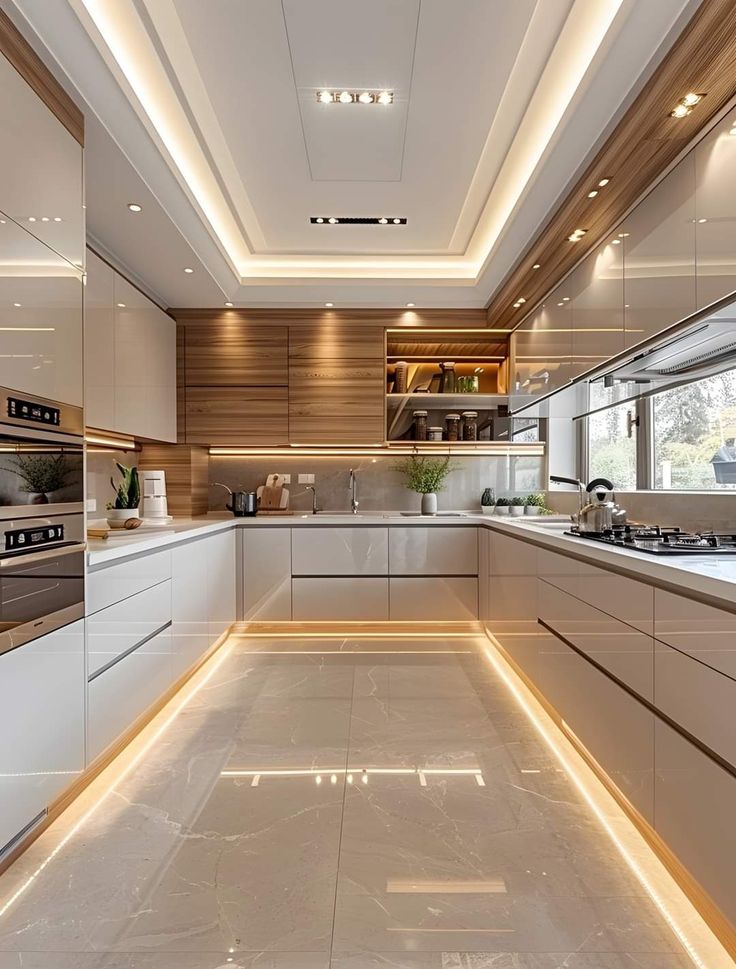 Modern Kitchen with Warm Wood Accents