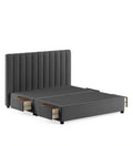 Grey Vertical Tufting Bed With Drawer