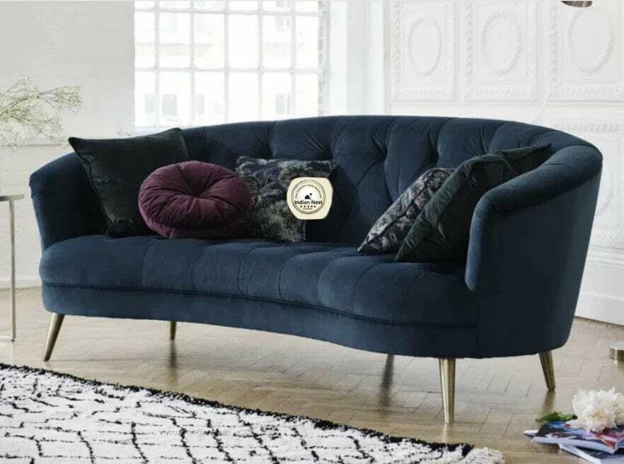 Curve Morden Sofa 3-Seater In Velvet