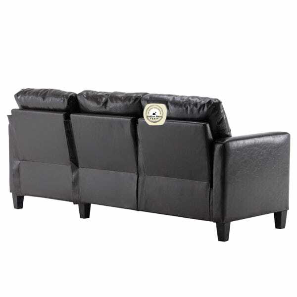 Coffee Convertible Sectional Leather Sofa With Ottoman