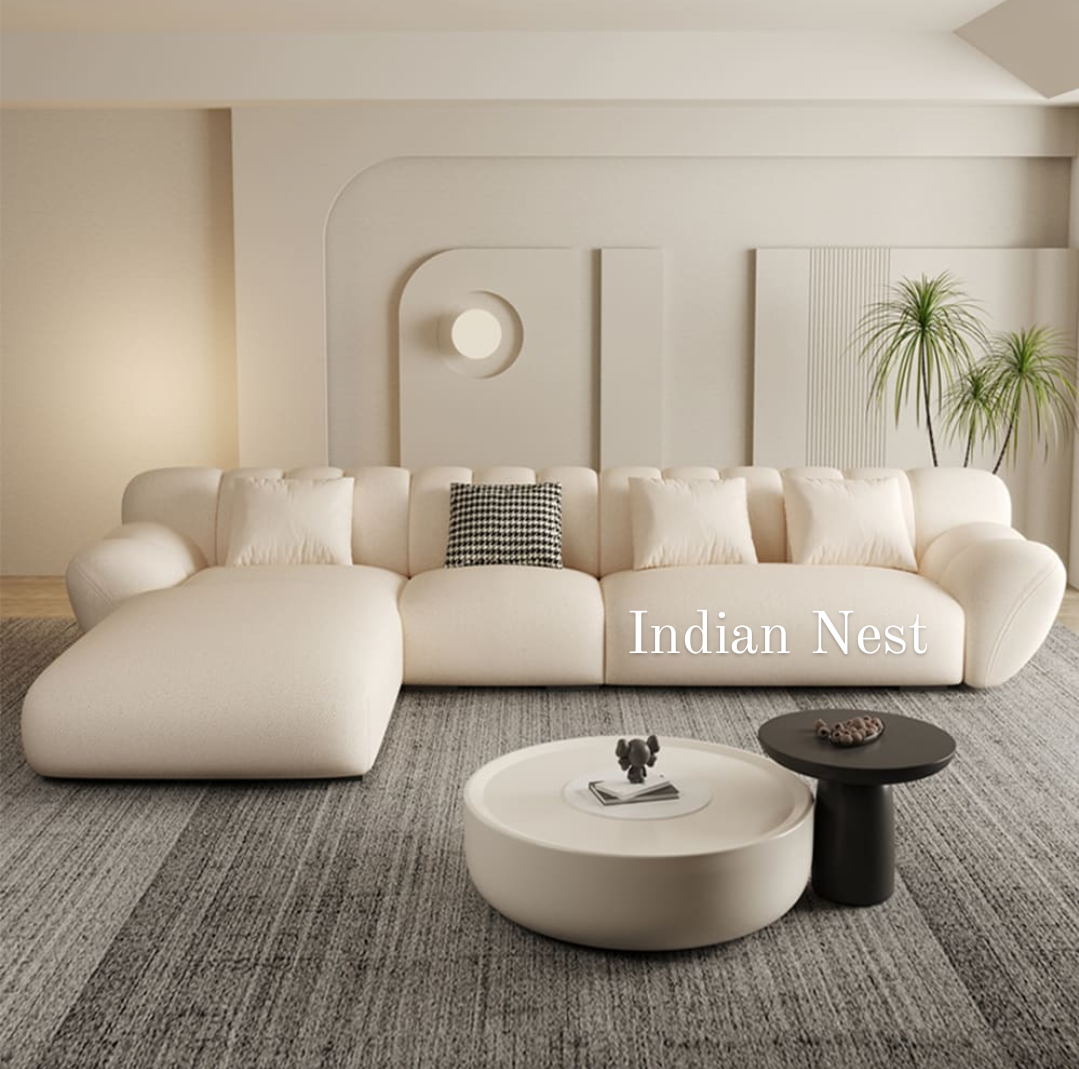 Luxe buckle fabric corner sofa