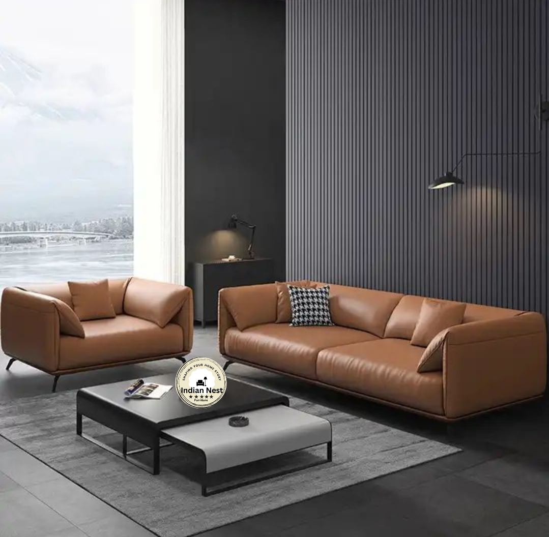 Sleek Sofa Set In Leatherette