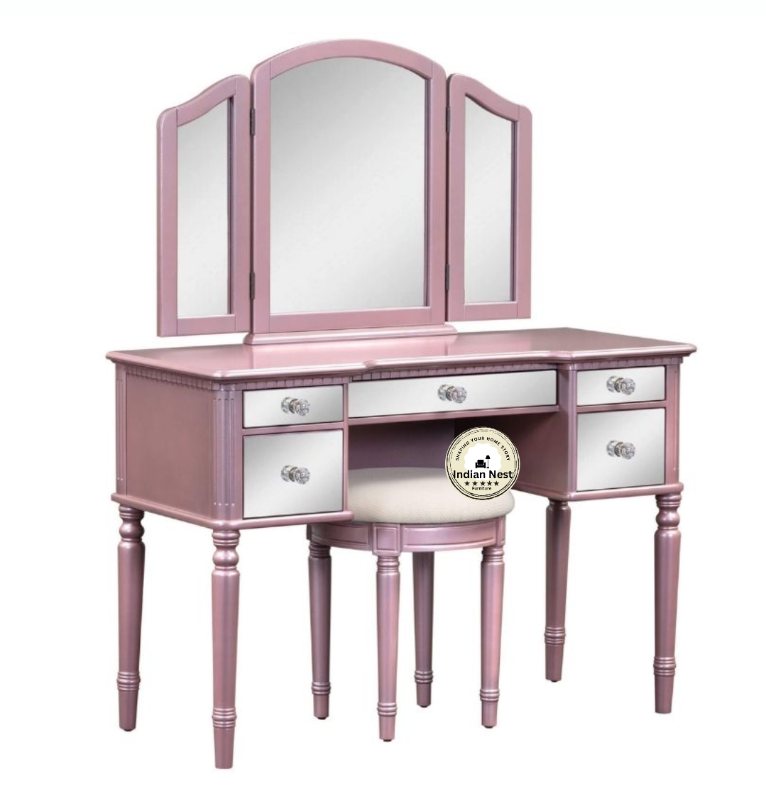 Ached Pink Wooden Makeup Dresser