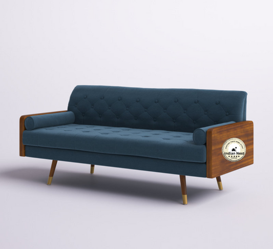 Italian Wooden Sofa With Upholstered