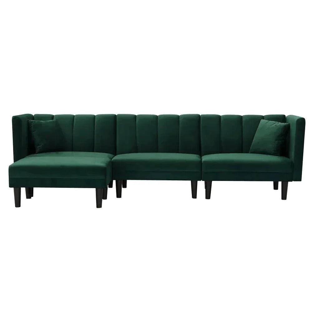 Green lush L shape sofa