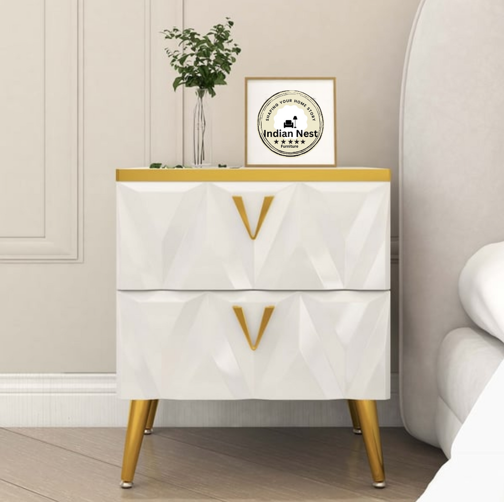 Aahed V-Design Bedside Table With Two Drawer