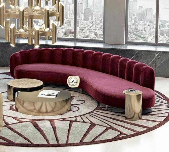 Aahed Long Maroon Curve Sofa