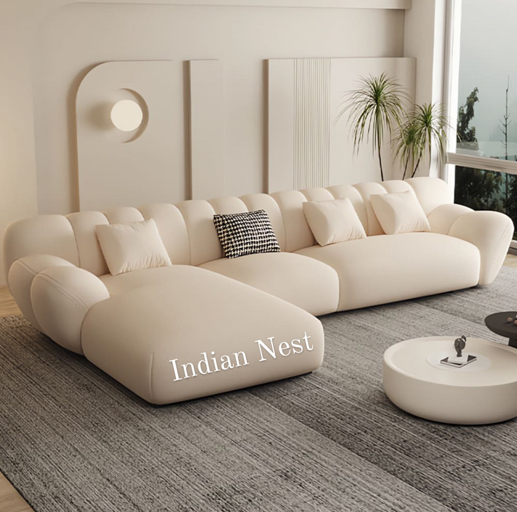 Luxe buckle fabric corner sofa