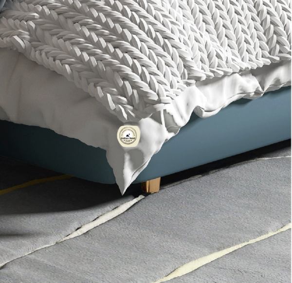 Blue Colored Modern Headboard Tufted Leatherette Bed For Bedroom