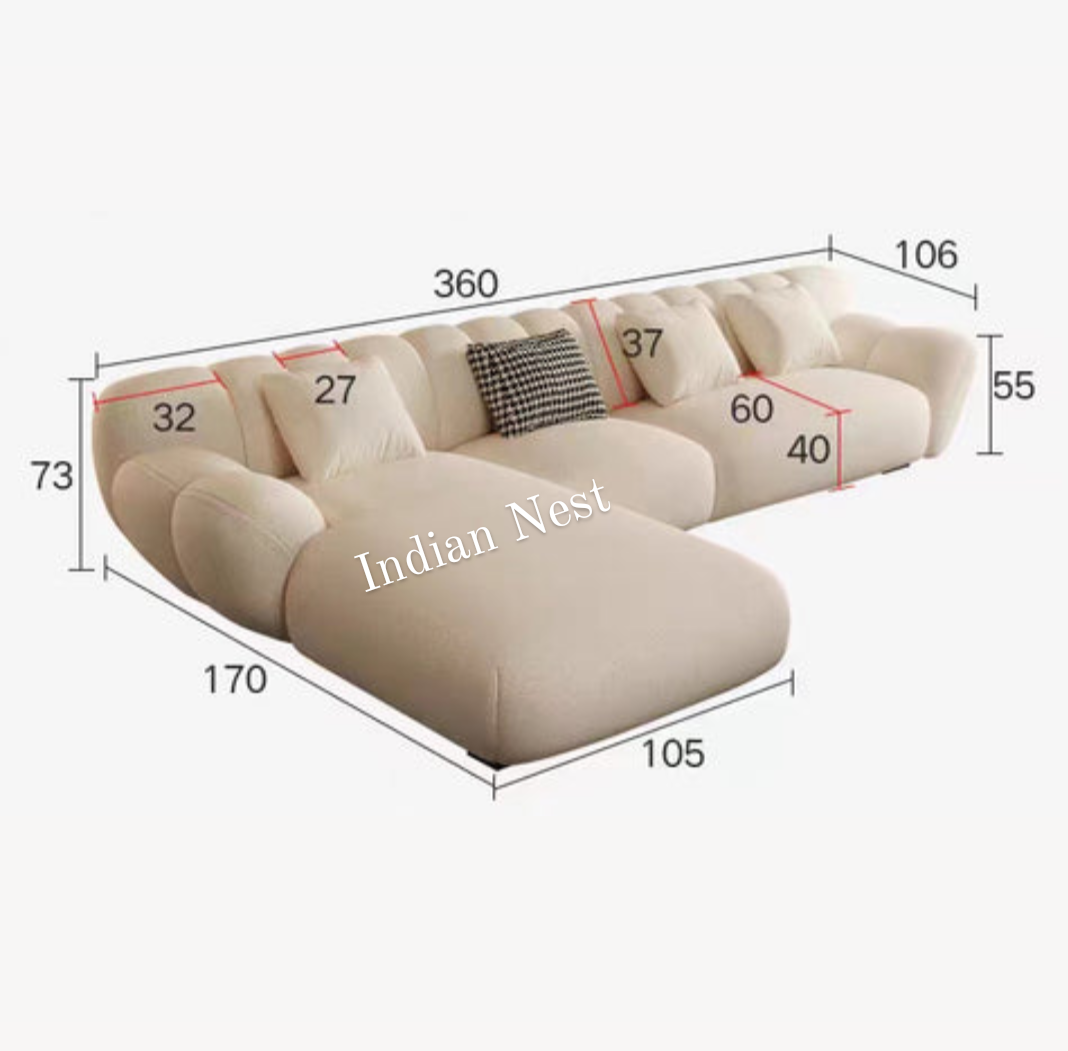 Luxe buckle fabric corner sofa