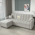 Aspen L-Shape Sofa cum Bed With Storage In Velvet