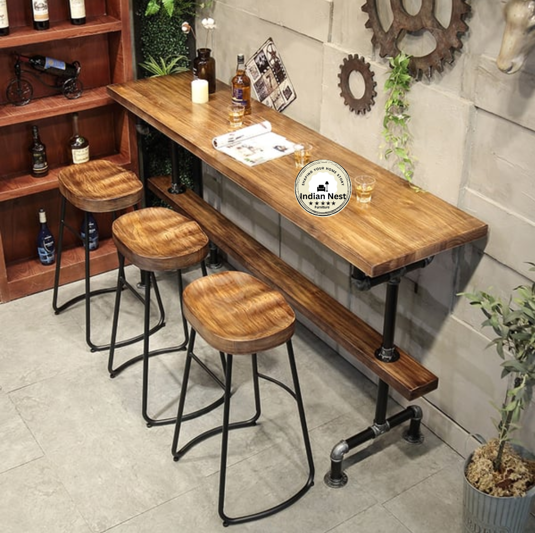 Krystal Wooden Bar Counter & Stool