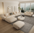 Luxe buckle fabric corner sofa