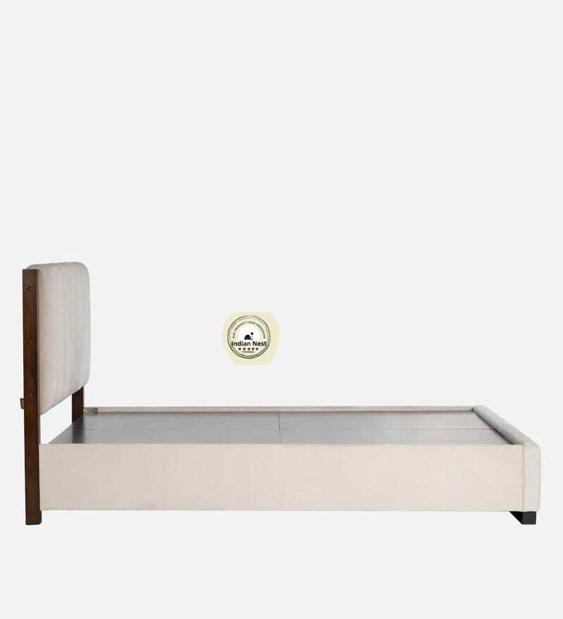 Jacklin Suede Fabric King Size Bed In Cream Colour