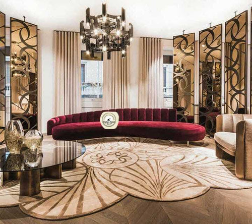 Aahed Long Maroon Curve Sofa