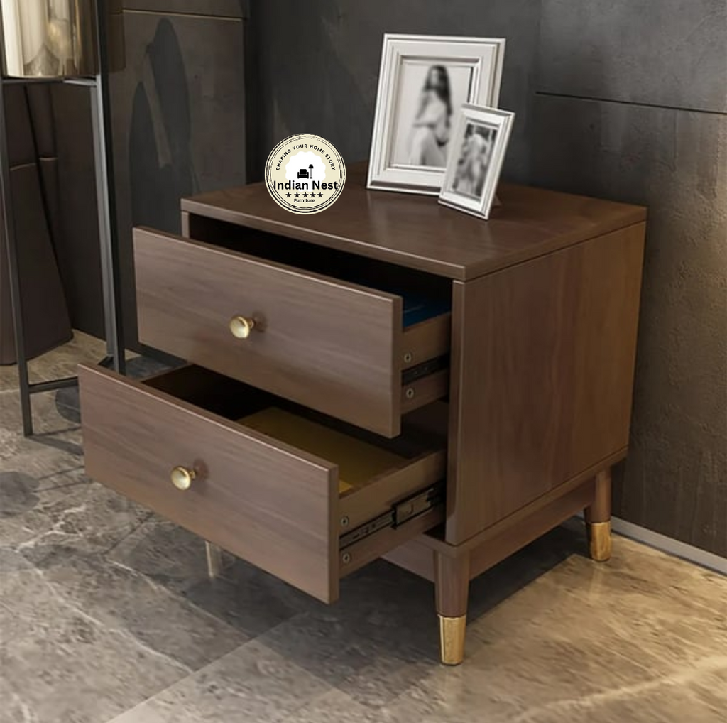 Solvent Wooden Bed Side Table