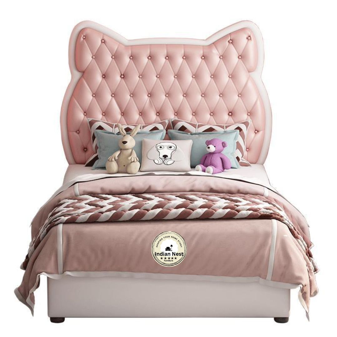 Princess bed pink in leatherette.