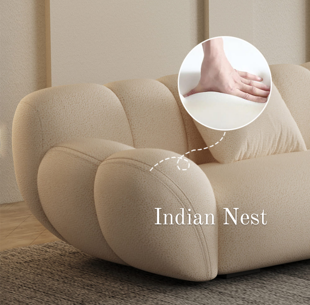 Luxe buckle fabric corner sofa