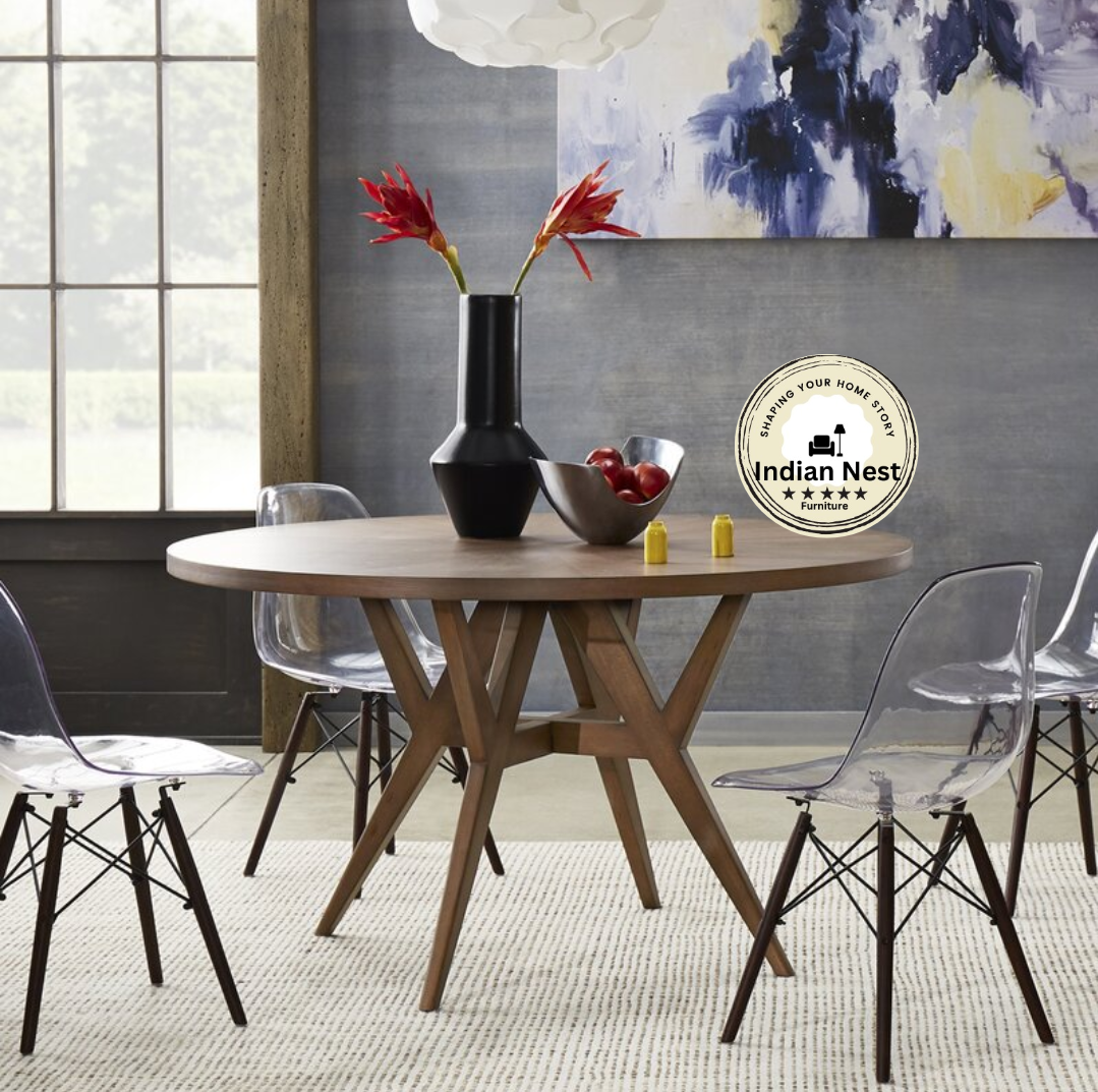 Erick Alfino Brown Wooden Dining Table