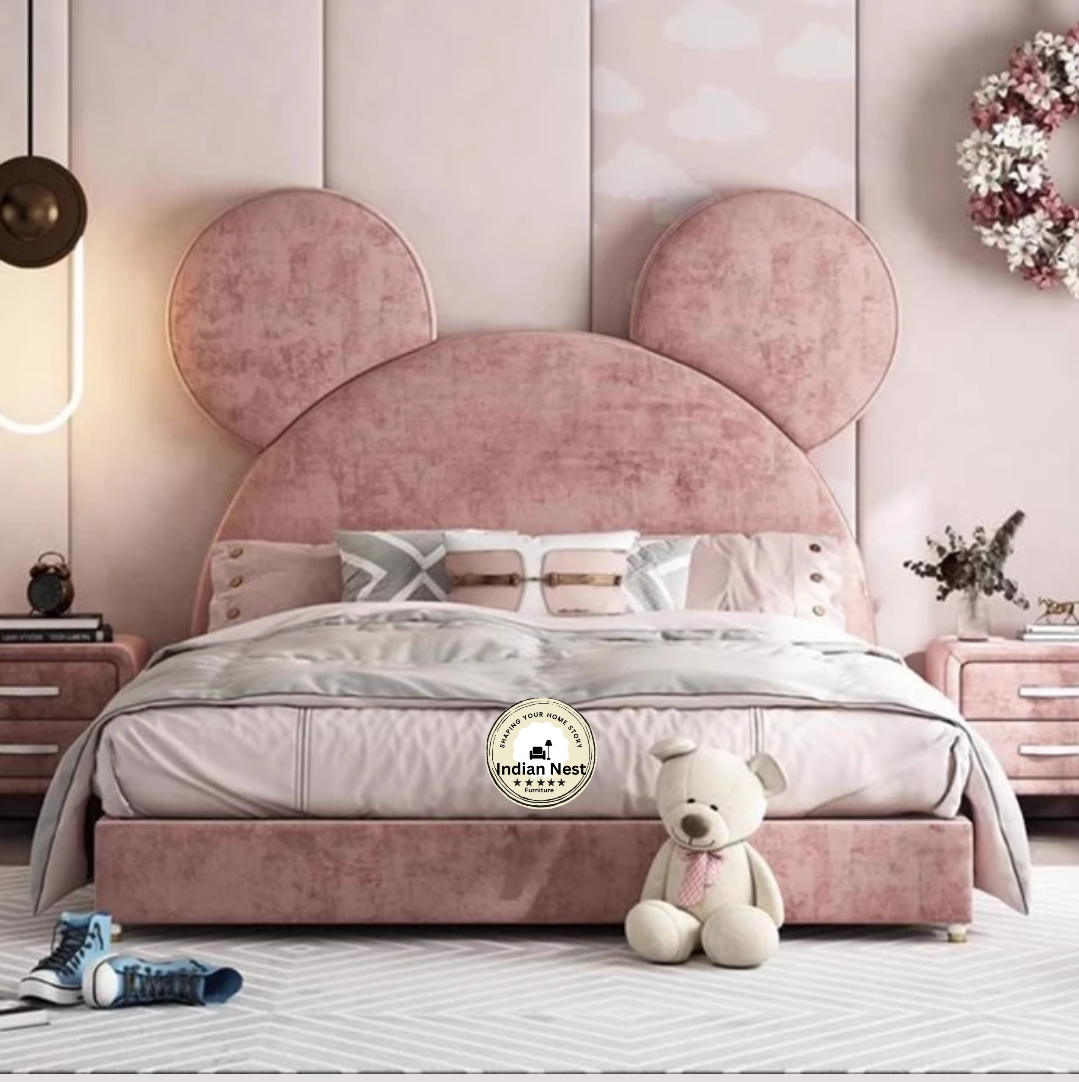 Pink Upholstered Bed For Kids