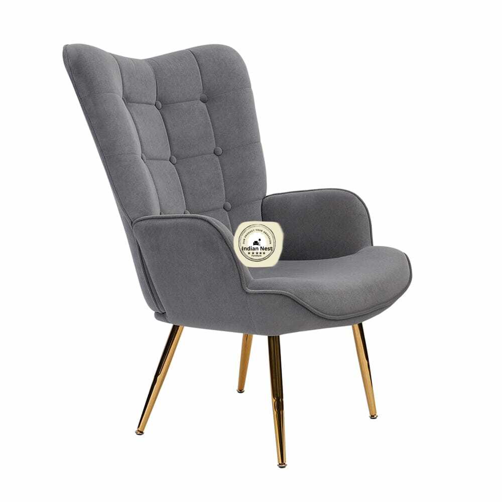 Boss Button Tufted Wingback Chair with Stool