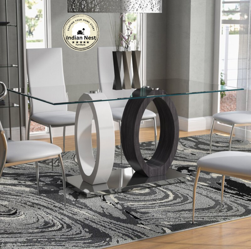Aahed Glass Wooden Frame Dining Table