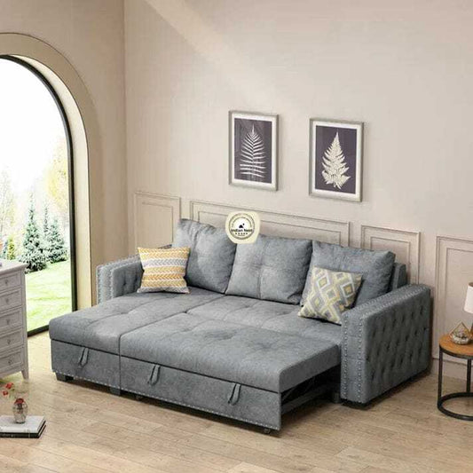 L Shape Sofa Cum Bed In Upholstered