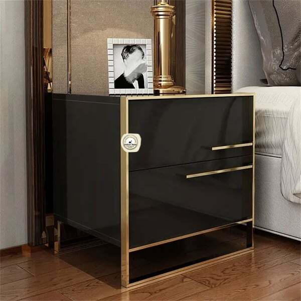 Amazing Black Bed side Table with Golden Leg