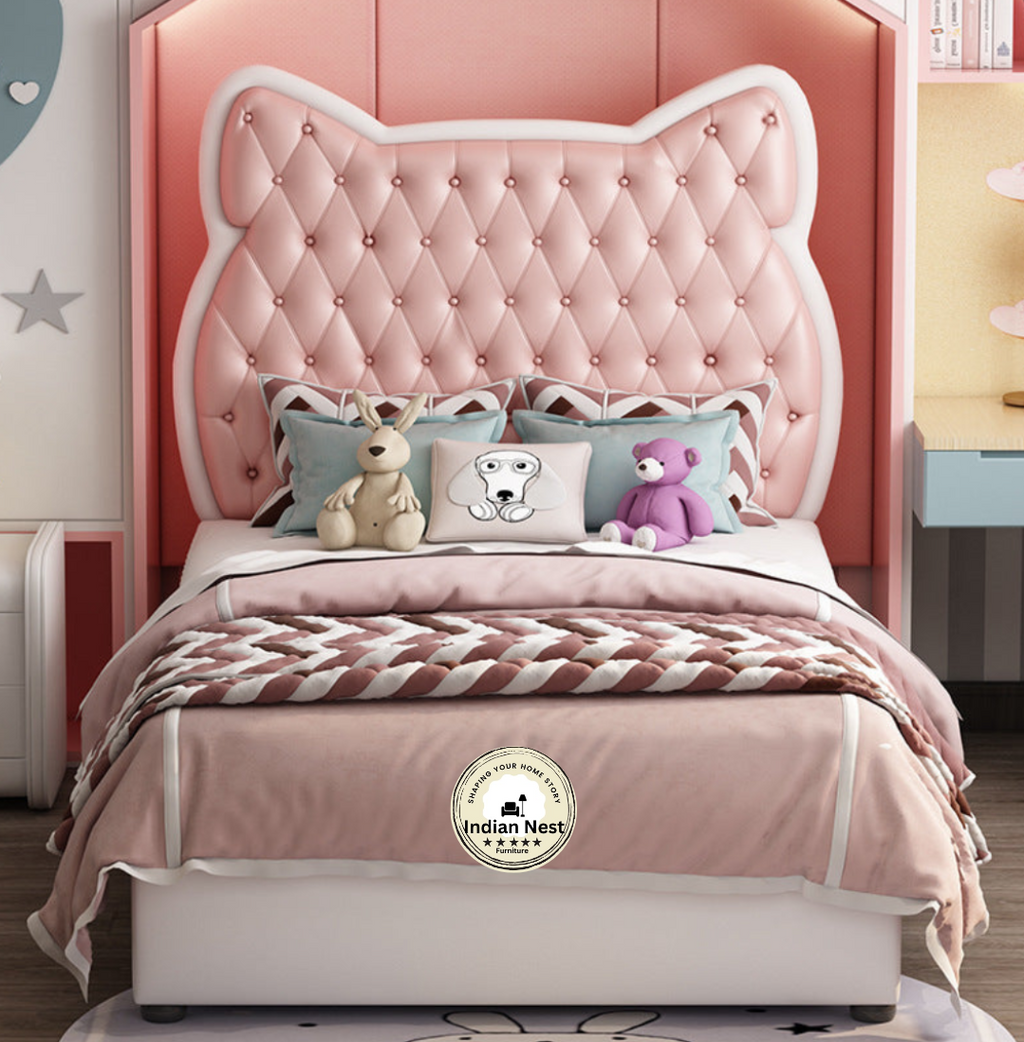 Princess Bed Pink In Leatherette.