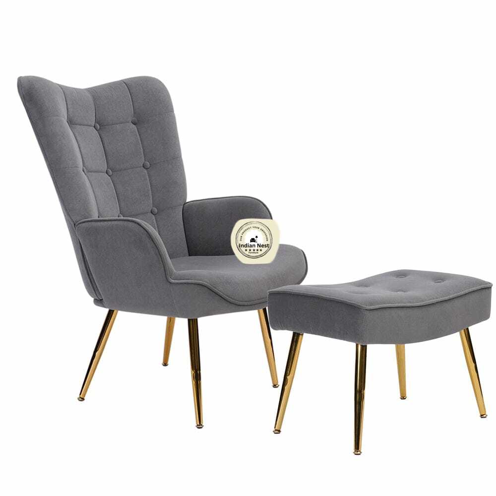 Boss Button Tufted Wingback Chair With Stool