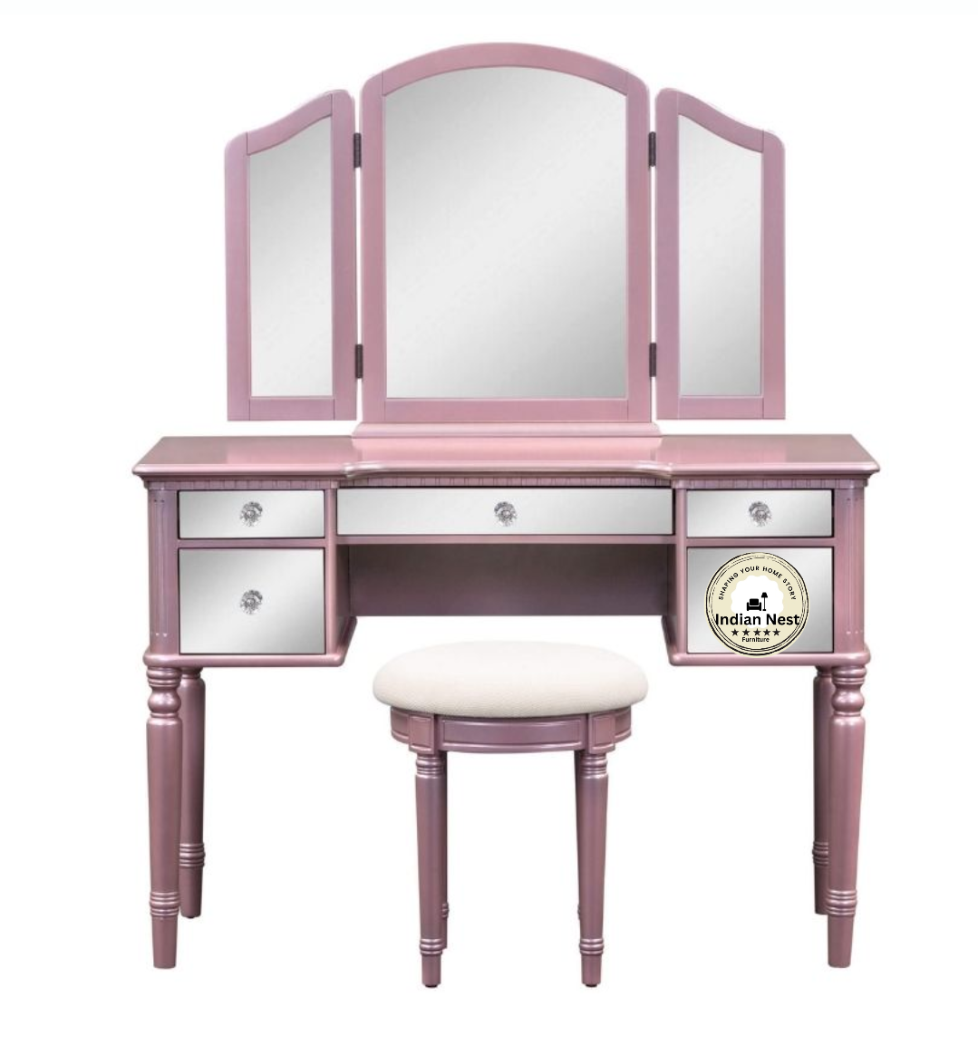 Ached Pink Wooden Makeup Dresser